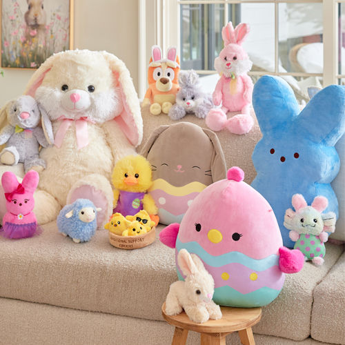 Easter Plushies on couch