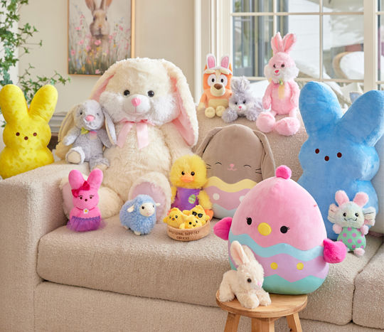 Plush duckies, bunnies, Squishmallows, and more in various sizes, colors, and designs from pOpshelf.