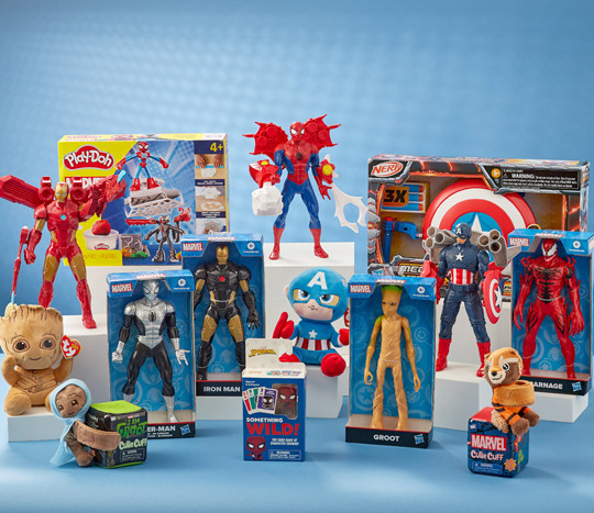 Disney Marvel toys: Iron Man, Captain America, Groot, Spider Man and other action figures, play-doh set, plush toys & more.