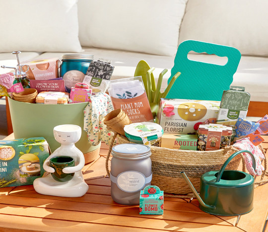 Mother's Day gifts with seed kits, planting tools and gloves, planters, plant mom socks, and flower bombs from pOpshelf.