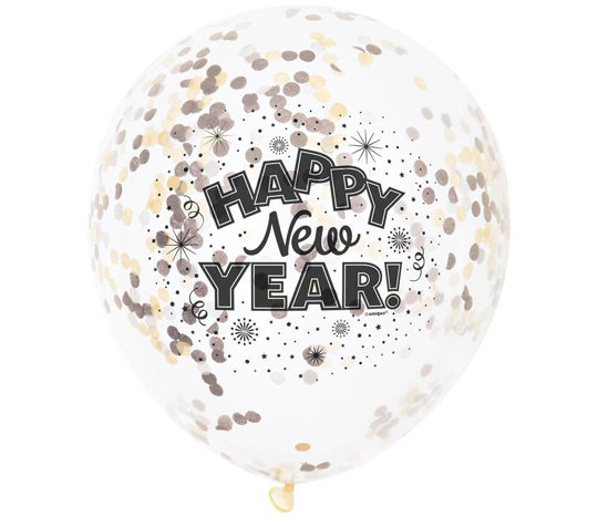 confetti filled happy new year latex balloons 6ct