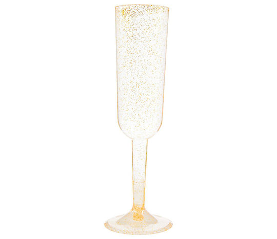 gold glitter plastic champagne flutes 7oz