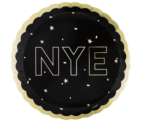 new year NYE scalloped plate 8ct
