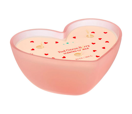 valentines day red citron berry pink heart shaped scented candle