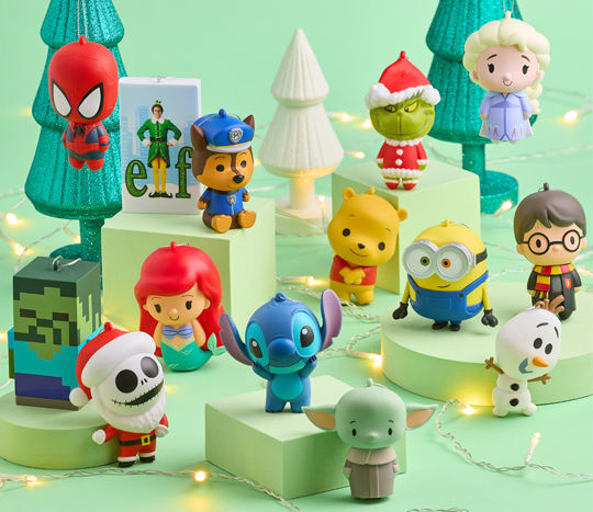 Hallmark licensed Christmas Tree ornaments from pOpshelf: Stitch, Grinch, ELF, Harry Potter, Minecraft, Paw Patrol & more.