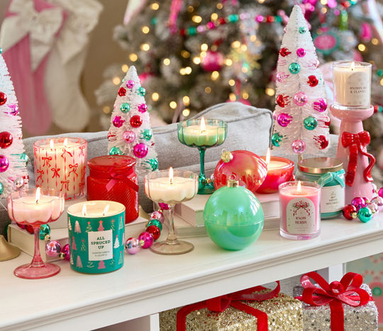 Bright and pastel candles in a variety of scents and containers from pOpshelf.