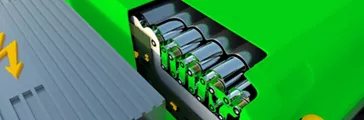 3D art of a cylindrical battery assembly.