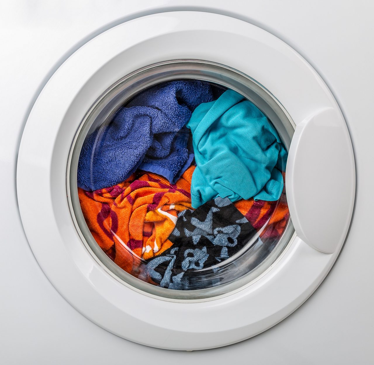 Washing machine with color clothes inside