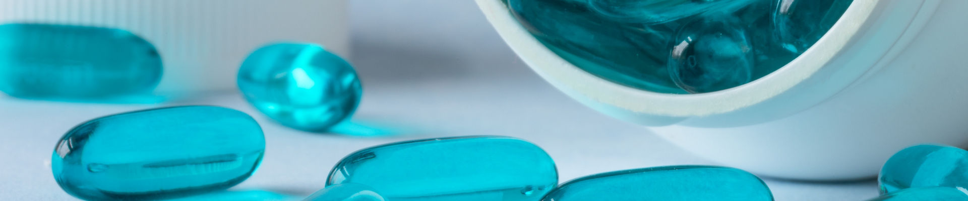 Blue gel capsules for medicine