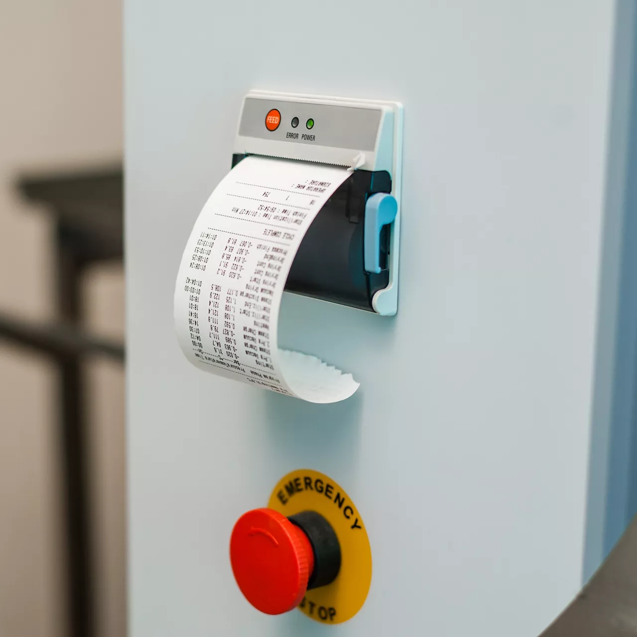 Machine printing a receipt on thermal paper 