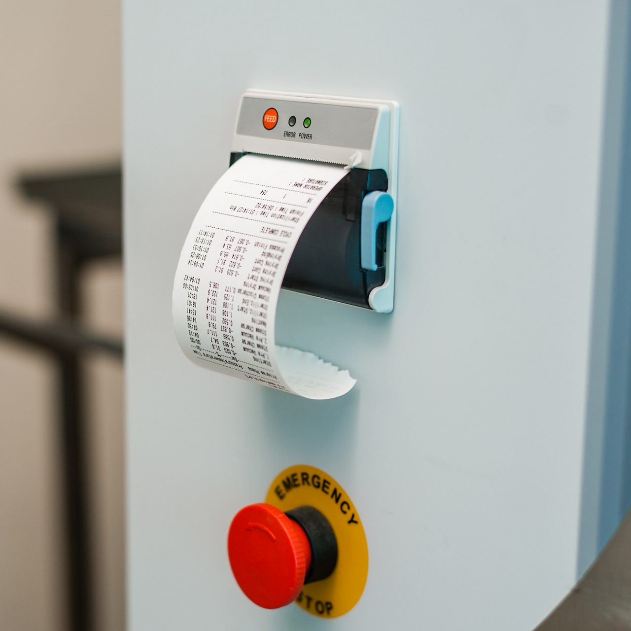Machine printing a receipt on thermal paper 
