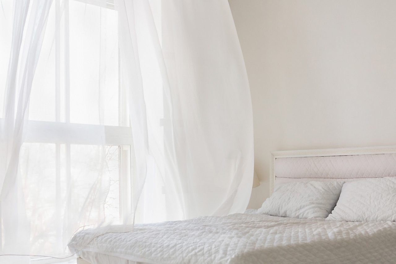 Abstract white bedroom apartment