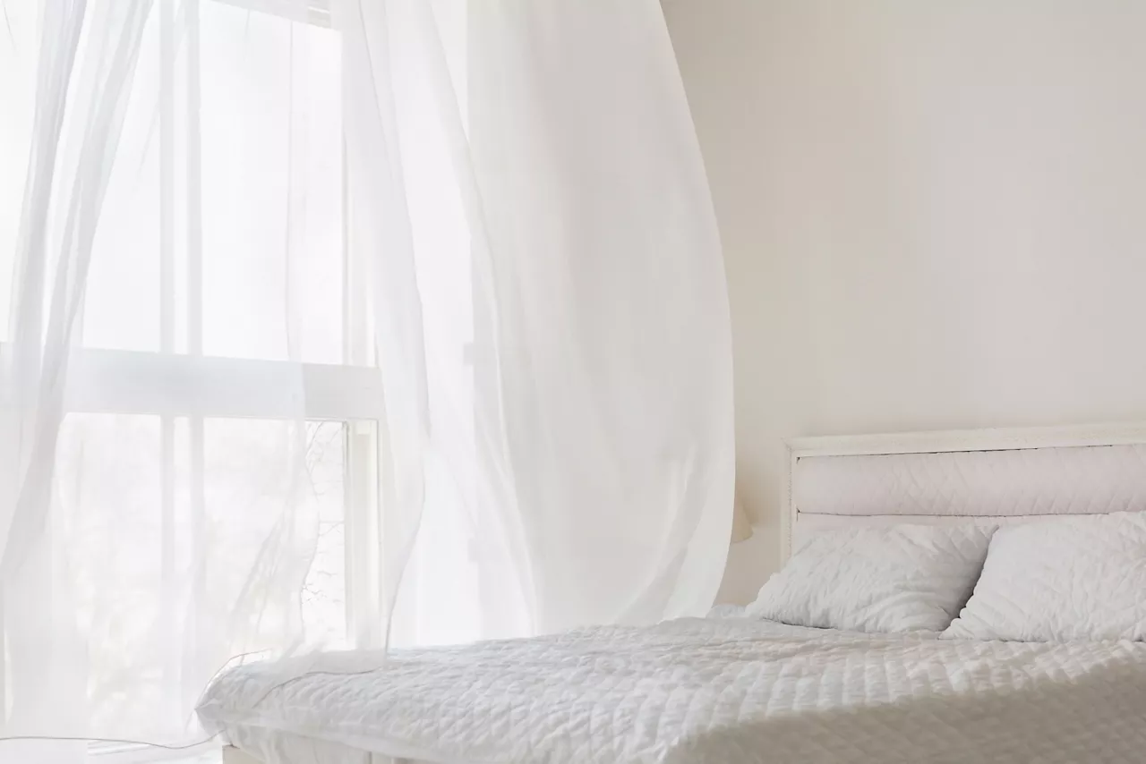 White curtains and bed