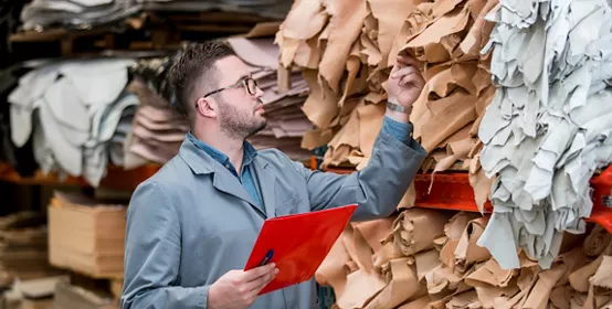 business manager at leather shoe factory doing various daily tasks. boss