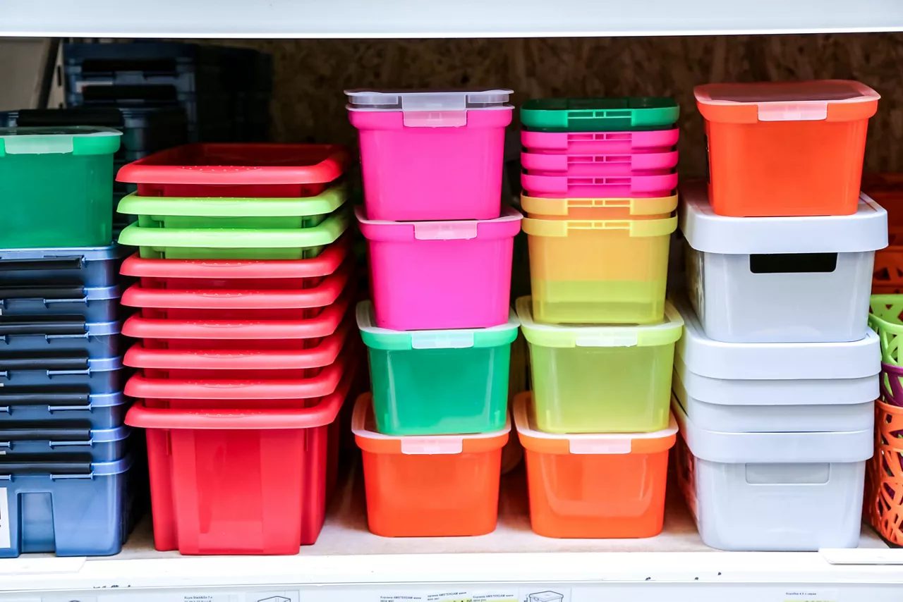 colorful storage tubs 