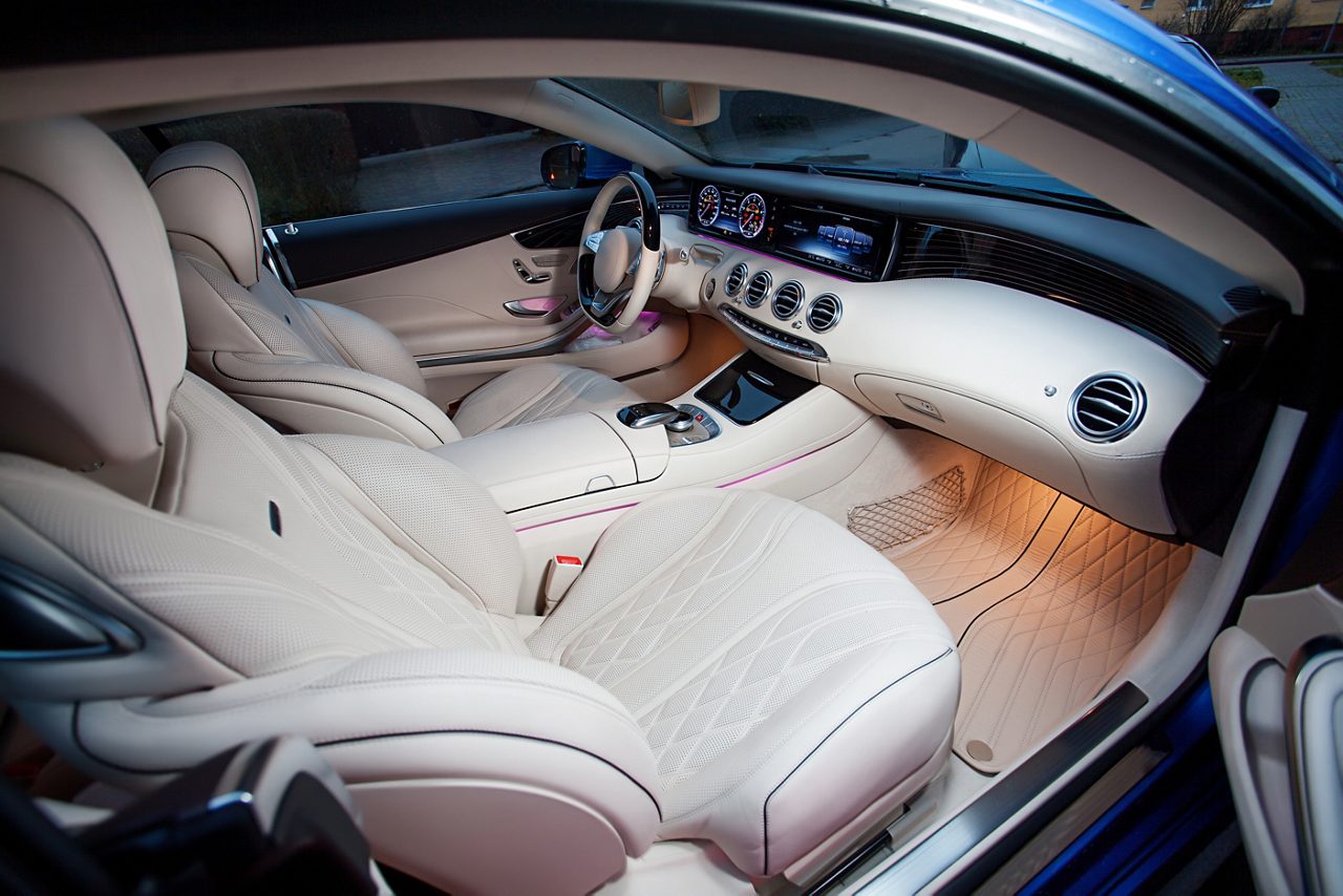 Interior of car behind front seats