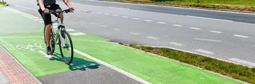 Bike green lane in europe, concept of bicycle way