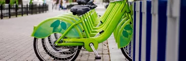 Bicycle rental system. Ecologically clean transport. bicycle sharing. Modern city transport
