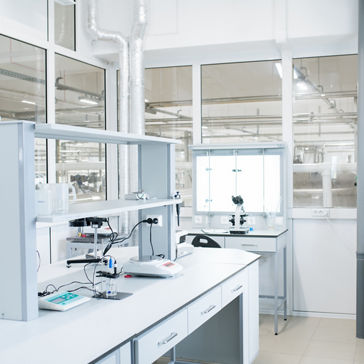 Interior of modern science laboratory with no people