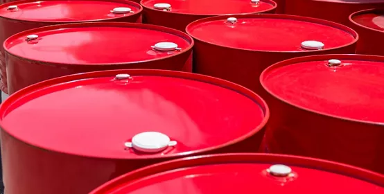 Red barrels with oil.
