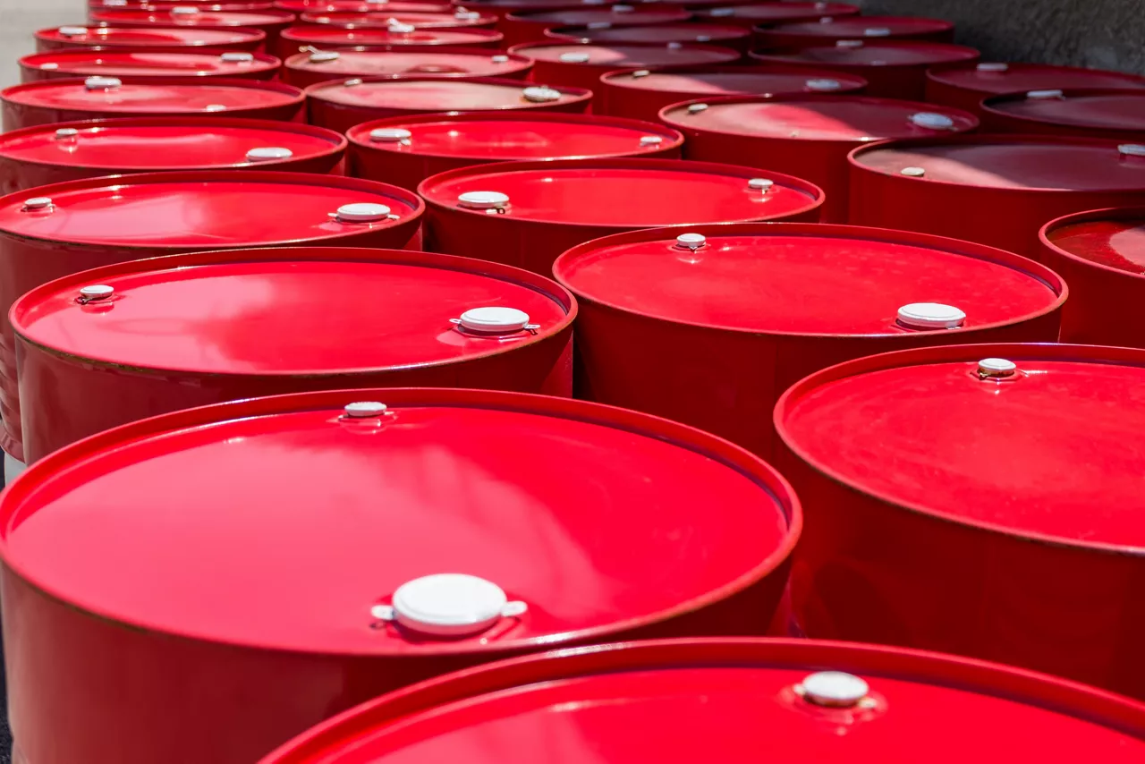 Red barrels with oil.