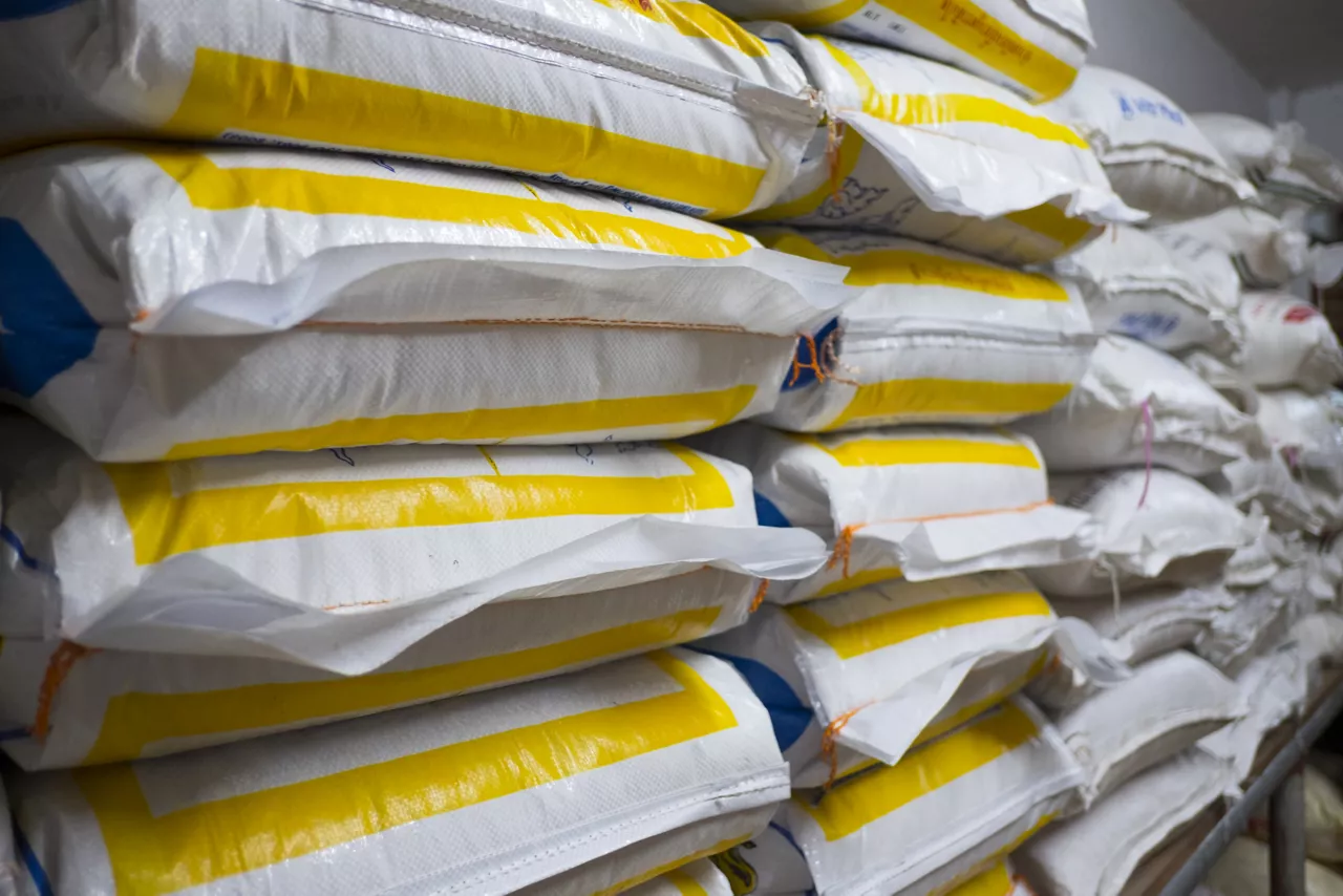 Heavy duty shipping sacks in warehouse