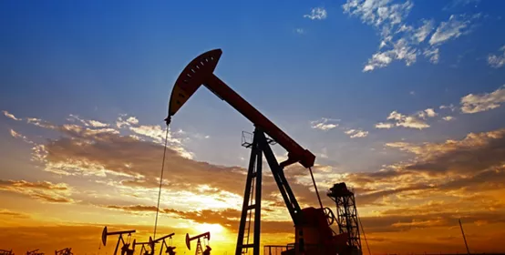  Oil pump silhouette at sunrise