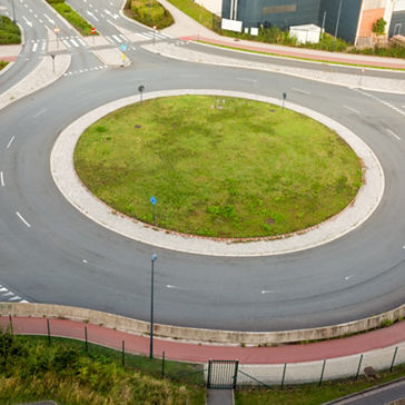 A roundabout, also called a traffic circle, road circle, rotary