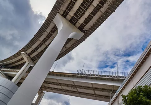 Highway overpass viaduct from below