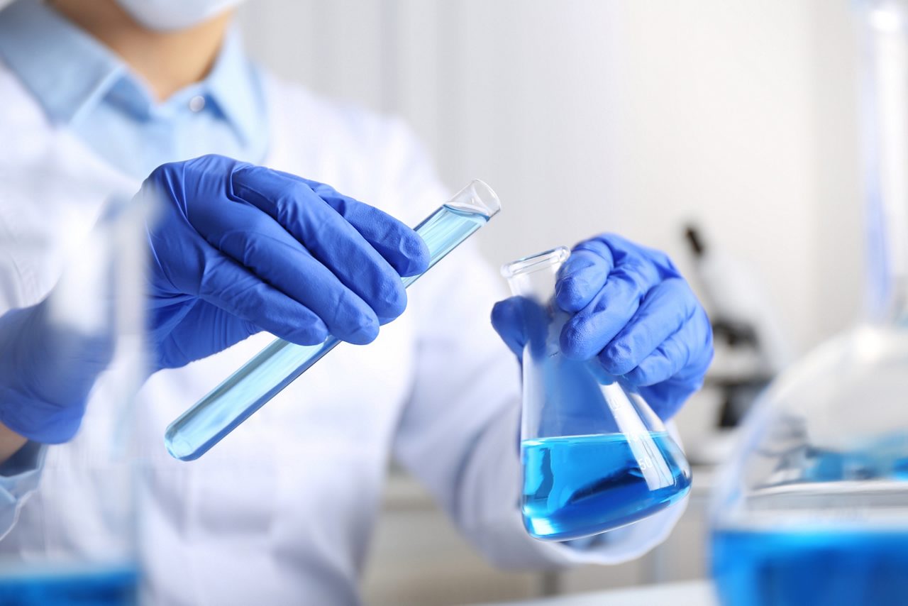 Blue liquid in test tube