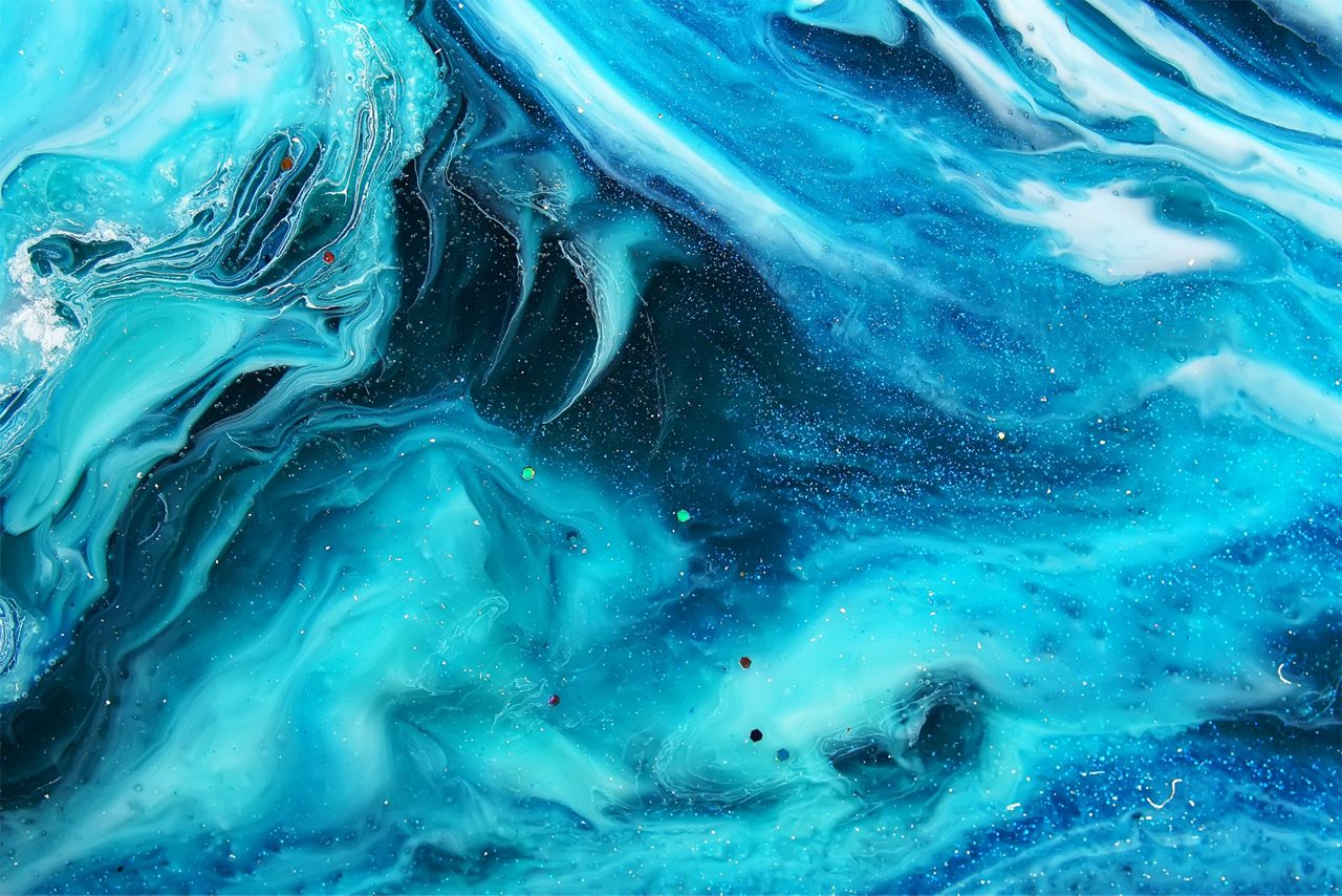 Blue resins flowing 