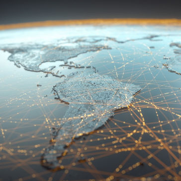 Mapa mundial con conexiones de datos satelitales