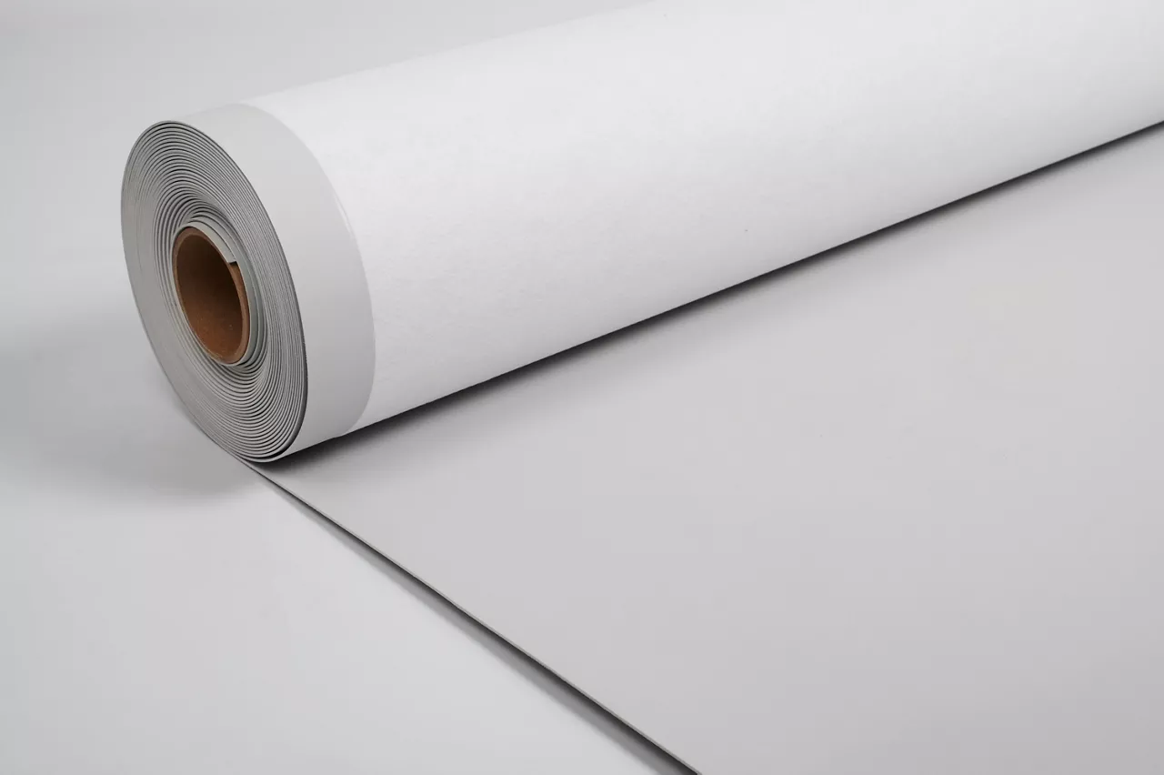 Roofing PVC membrane in rolls.