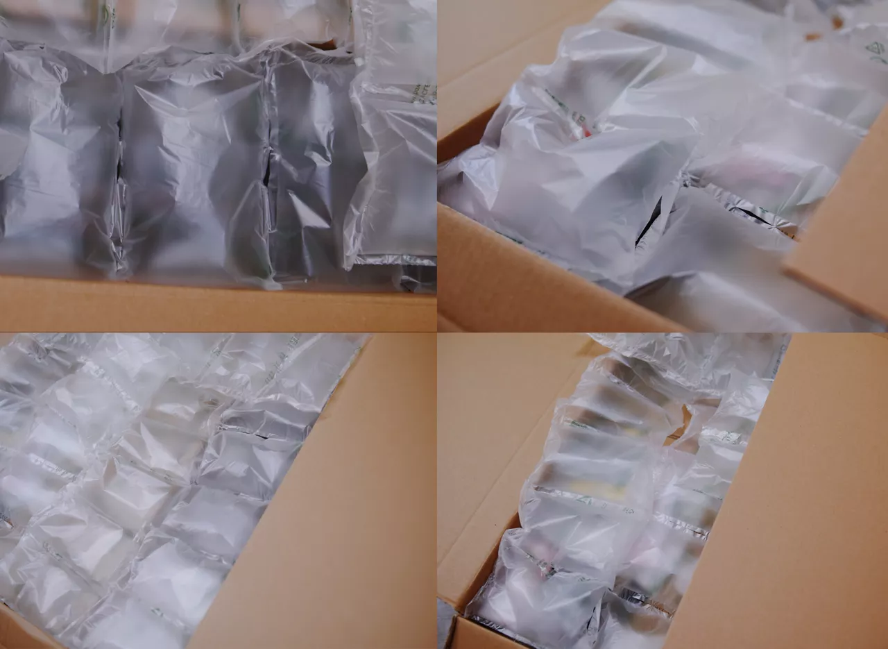 Air bags for packaging. Delivery from the online store in a box is well-packed, plastic pillows, plastic with air to protect products inside the air bag. Good pack