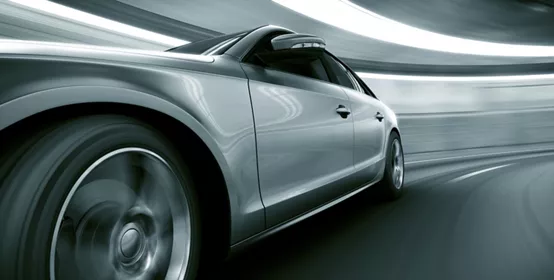 Modern car driving in a tunnel