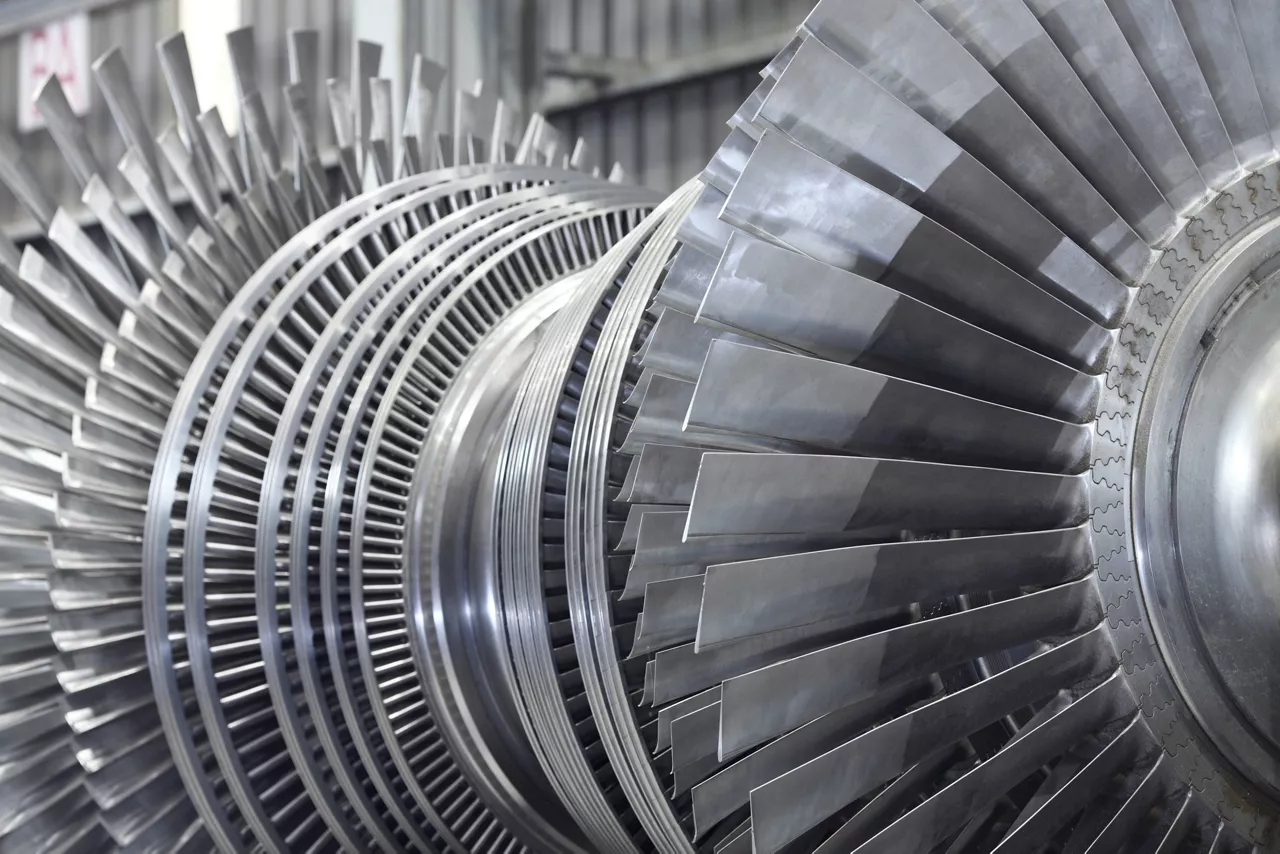 Internal rotor of a steam turbine at workshop