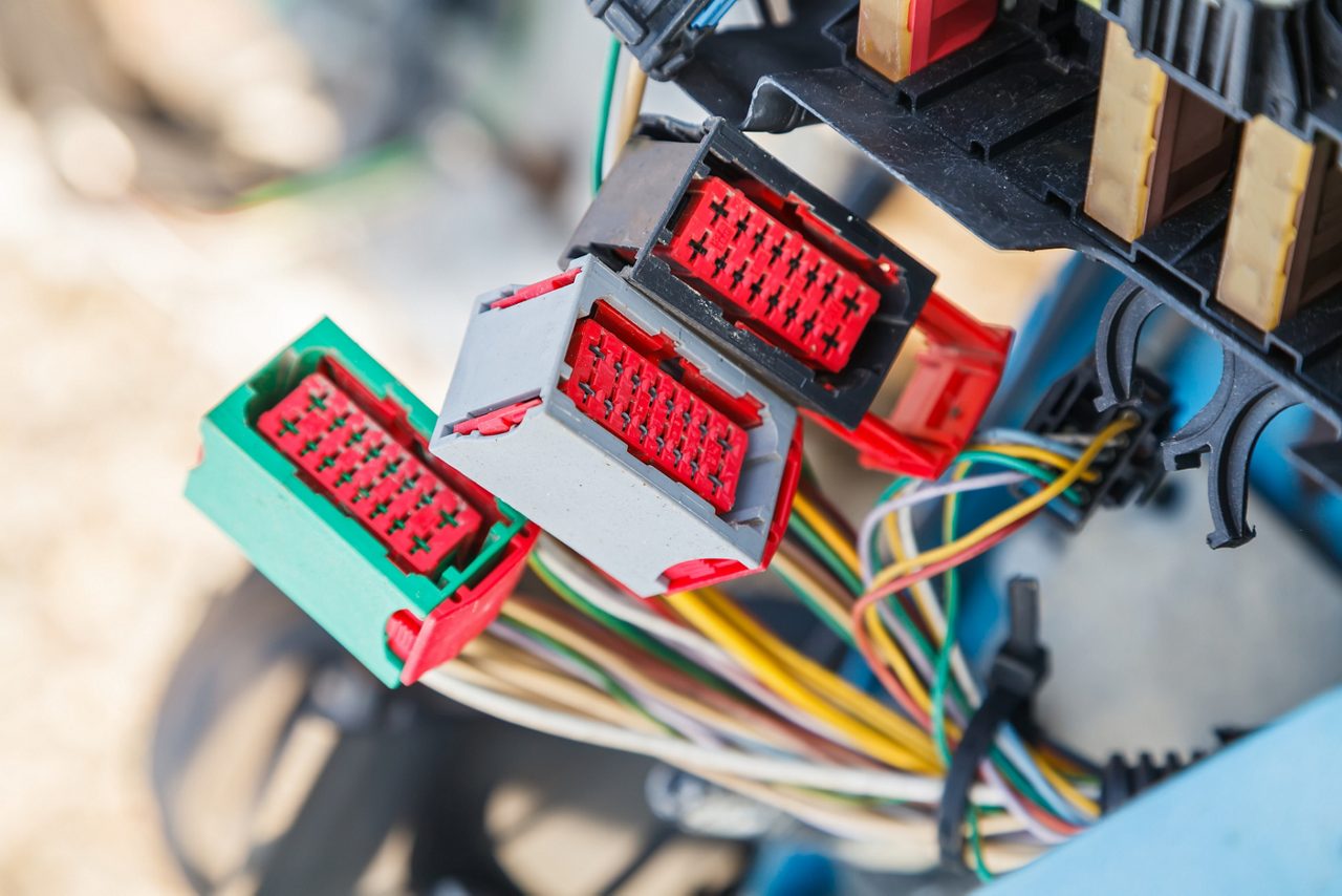 Closeup photo of the car electrical system