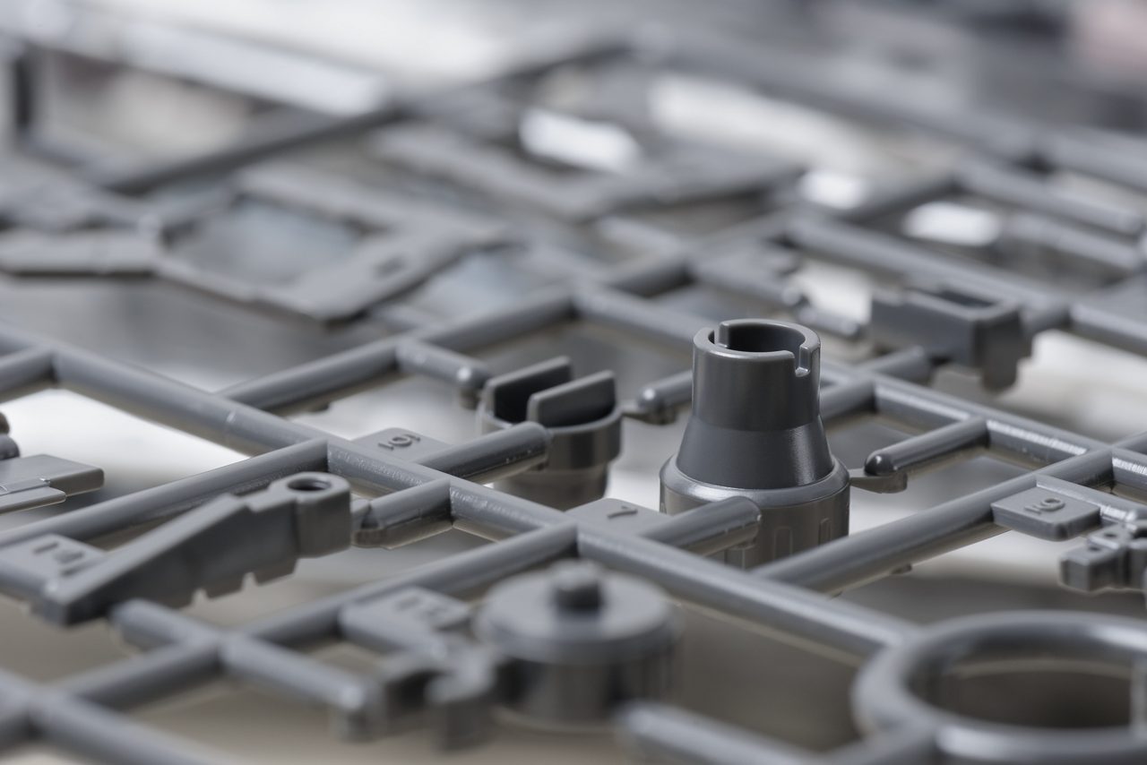 Close-up sprue or injection moulding of toy