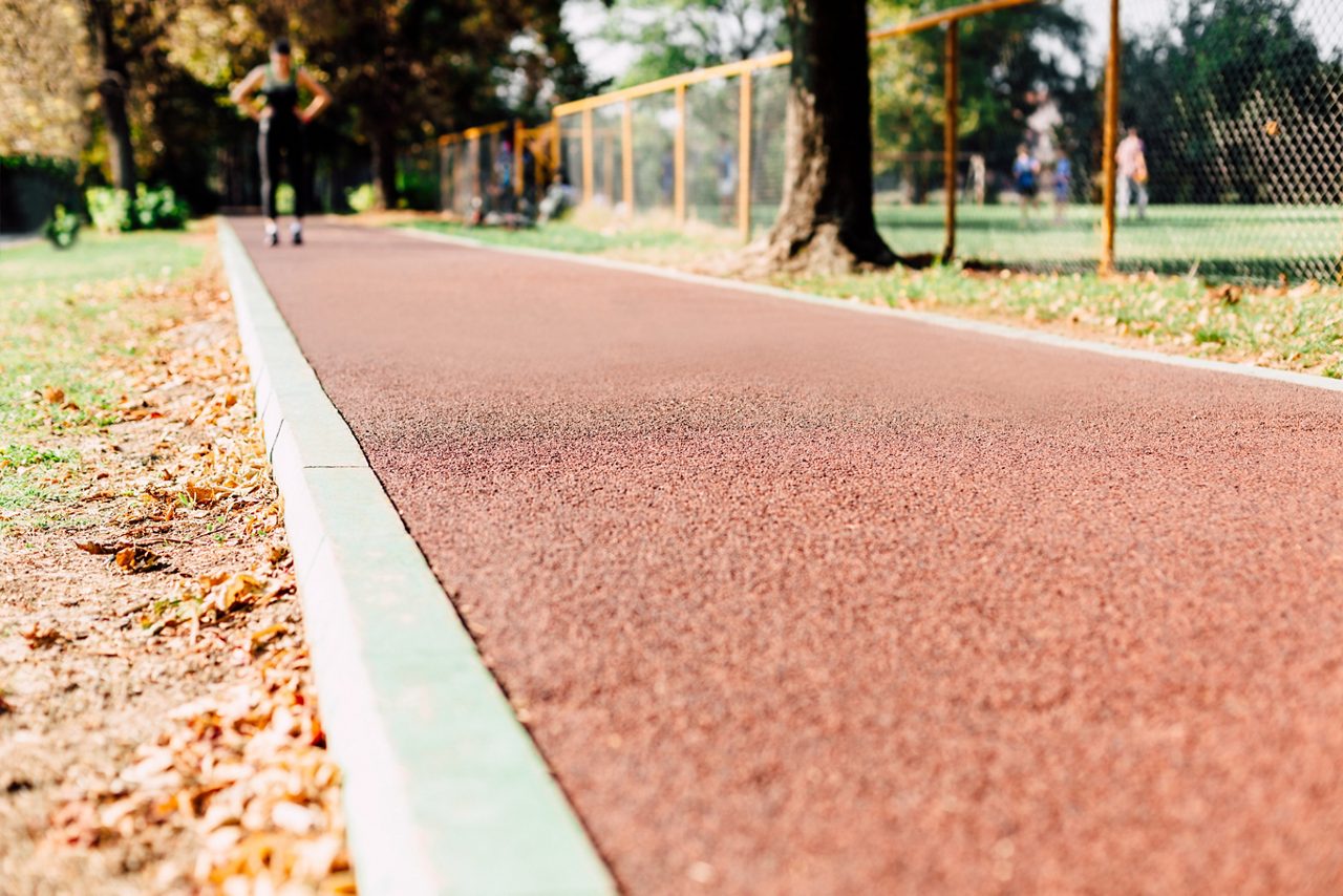 Rubberized surface walkway