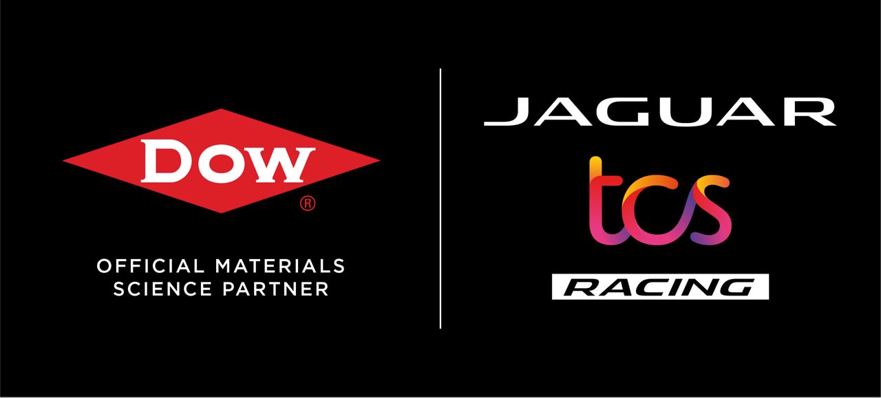 Dow/Jaguar TCS Racing lock-up logo - full color with black background