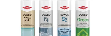 DOWSILâ ¢ products from left to right:* DOWSILâ ¢ GP Plus Stainless Steel Silicone Sealant* DOWSILâ ¢ F4 High Performance Kitchen and Bathroom Mould Resistant Sealant* DOWSILâ ¢ S2 Stainless Steel Silicone Sealant* DOWSILâ ¢ Green Multiple Purpose Silicone Sealant