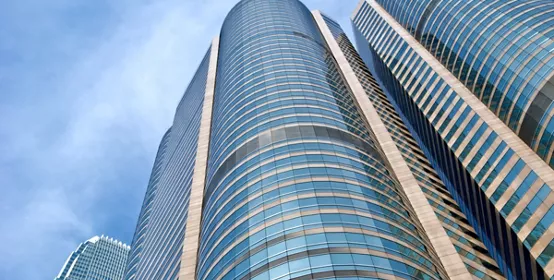 Exchange square and International Finance Center 2(the back), with Hong Kong and Chinese flags