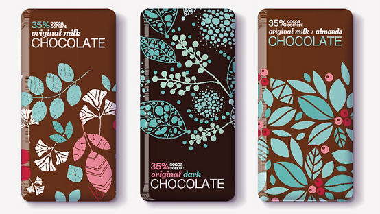 barras de chocolate em embalagem vedadas com adesivo AFFINITY GA 