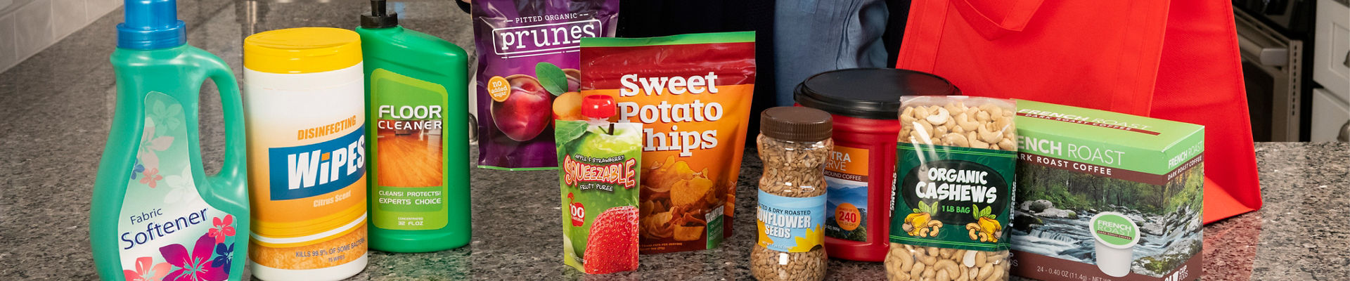 A variety of packaging on a counter