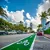 Green bike lane in world famous Miami Beach. Southern Florida, USA