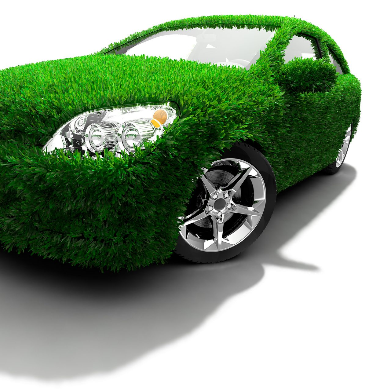 Concept of the eco-friendly car - body surface is covered with a realistic grass; Shutterstock ID 65603182; PO: redownload; Job: redownload; Client: redownload; Other: redownload