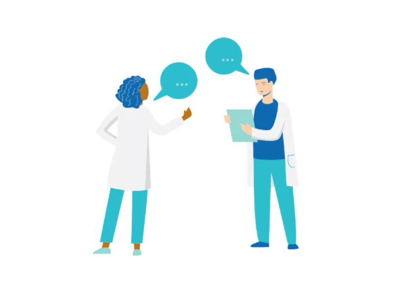 picture of two scientist having a conversation