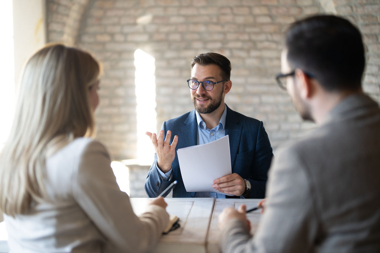 Banker have meeting with his clients