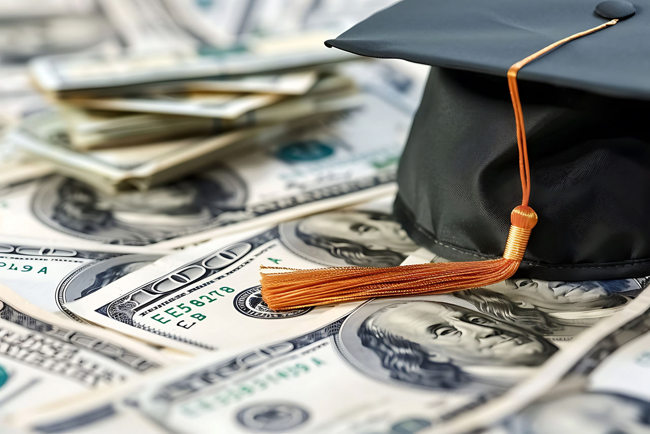 Scholarship for college or university of a student. Investment and scholarship concept