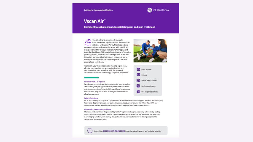 Learn how Vscan Air can help support a clinical diagnosis faster in sports medicine.